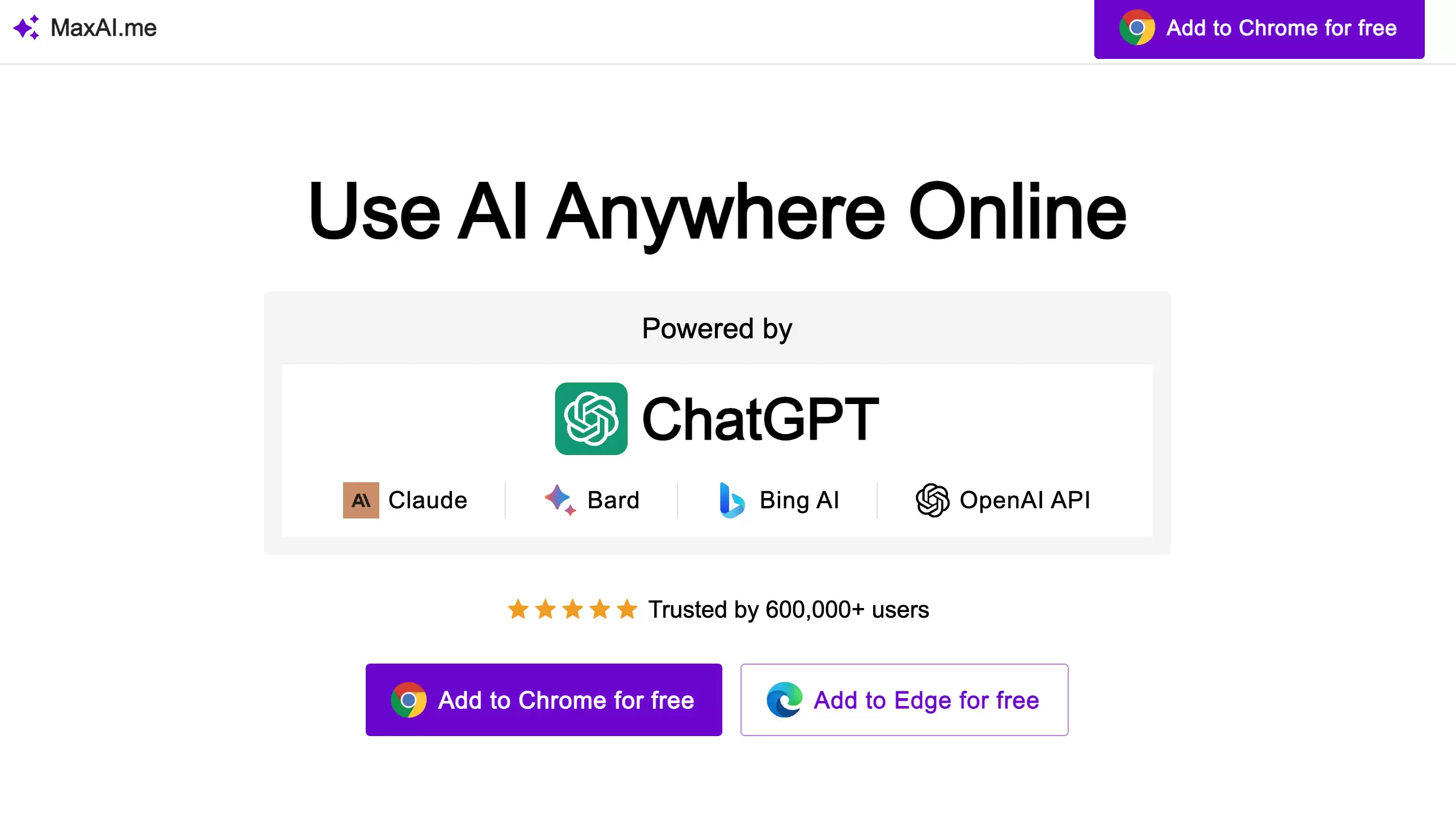MaxAI.me : 一键使用ChatGPT等任何网站上的AI