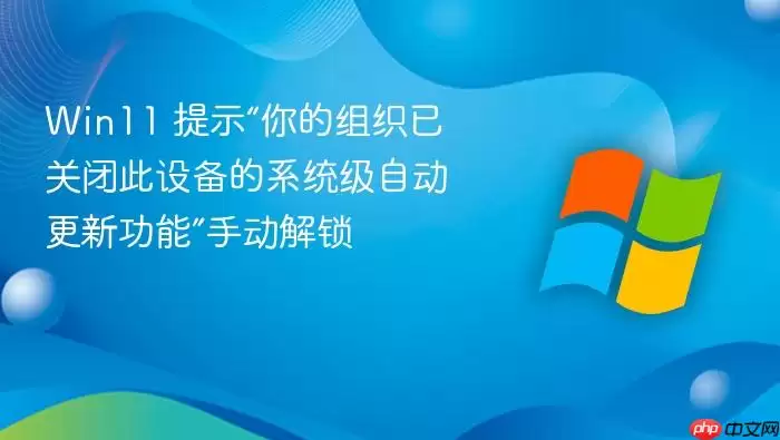 Win11 提示“你的组织已关闭此设备的系统级自动更新功能”手动解锁