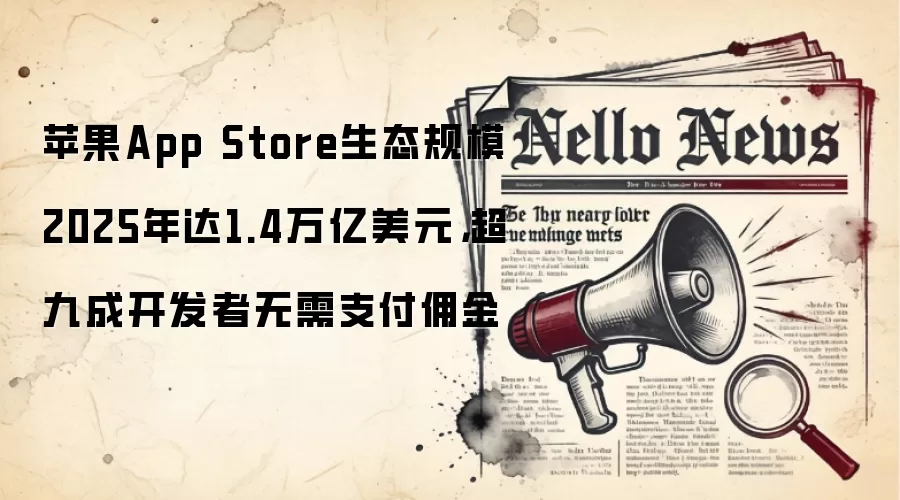 苹果App Store生态规模2025年达1.4万亿美元,超九成开发者无需支付用金