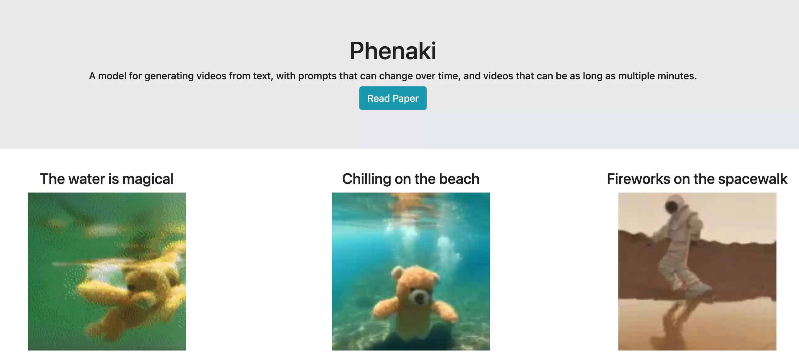 Phenaki : 生成视频的模型，根据文本生成真实感视频。