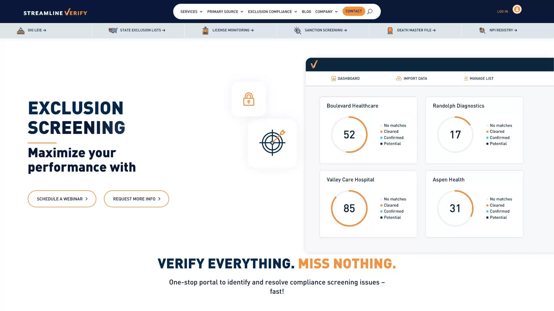 Streamline Verify : OIG排除筛查领域的行业领先者，验证一切，不漏任何事项。