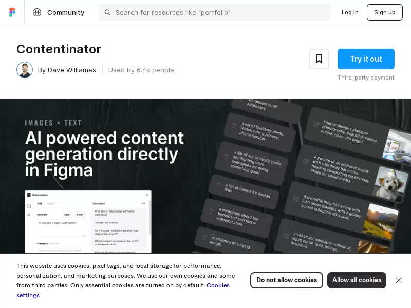 Contentinator : Figma社区插件 - 通过人工智能为设计填充逼真的内容