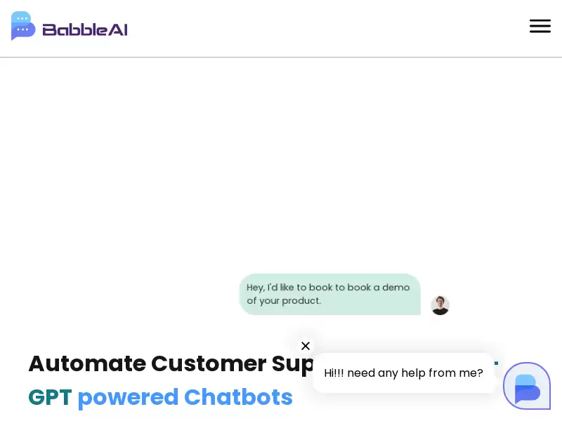 Babble AI : Chatbot脚本创建与Chat GPT动力，提升网站客户参与度