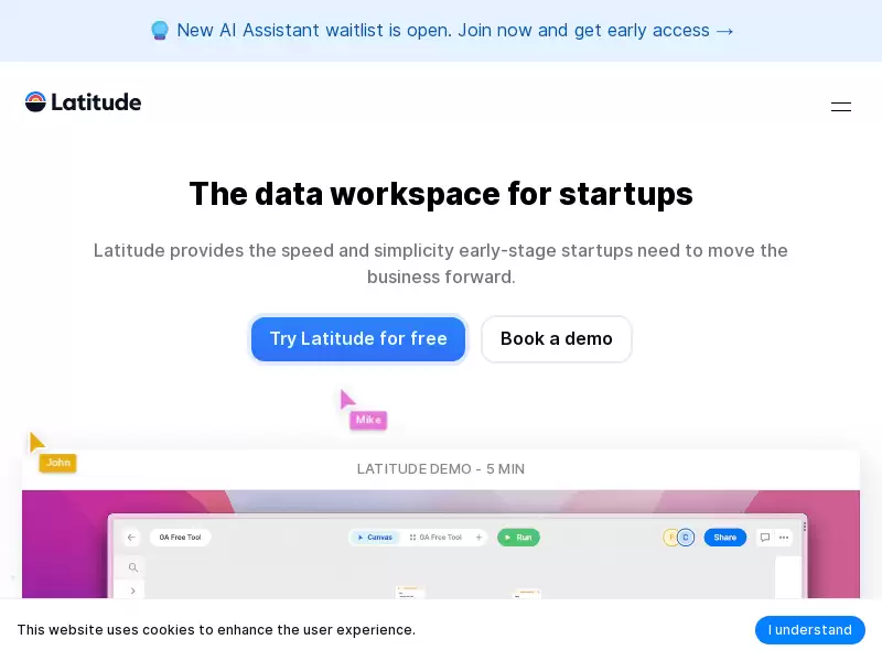 Latitude : 数据工作区，助力初创企业快速前进