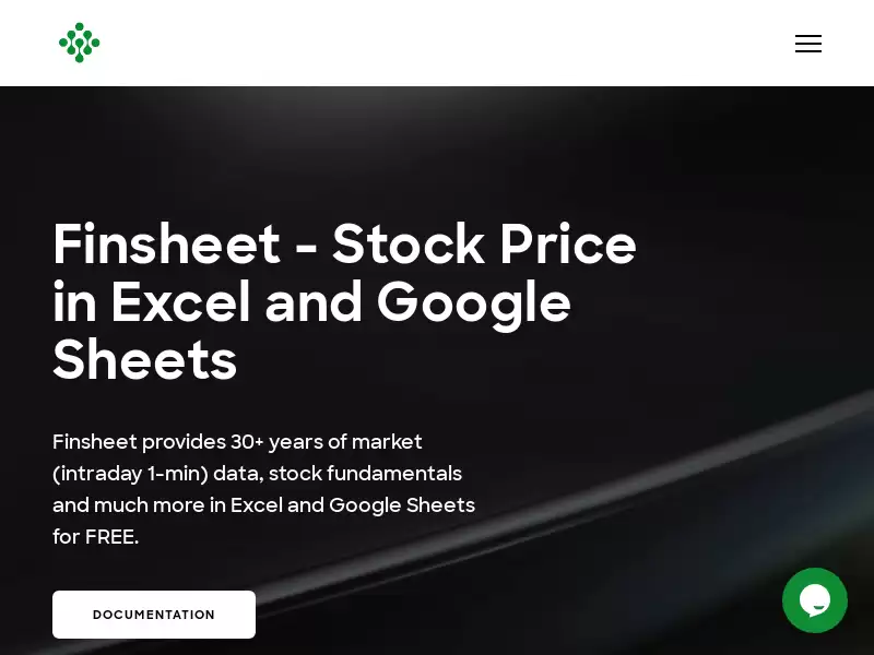 Finsheet : 在Excel和Google Sheets中获取股票价格和基本面数据