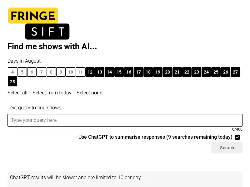 Fringe Sift : 用AI找爱丁堡艺穗节演出