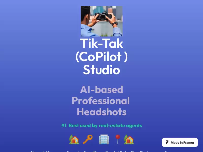 Tiktak Studio : AI高质量职业头像照片生成工具