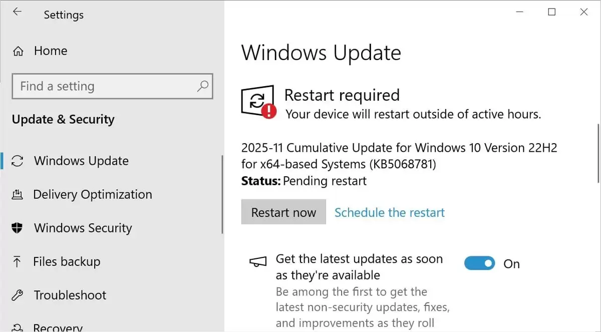Win10紧急更新KB5072653发布: 修复首个扩展安全更新安装错误