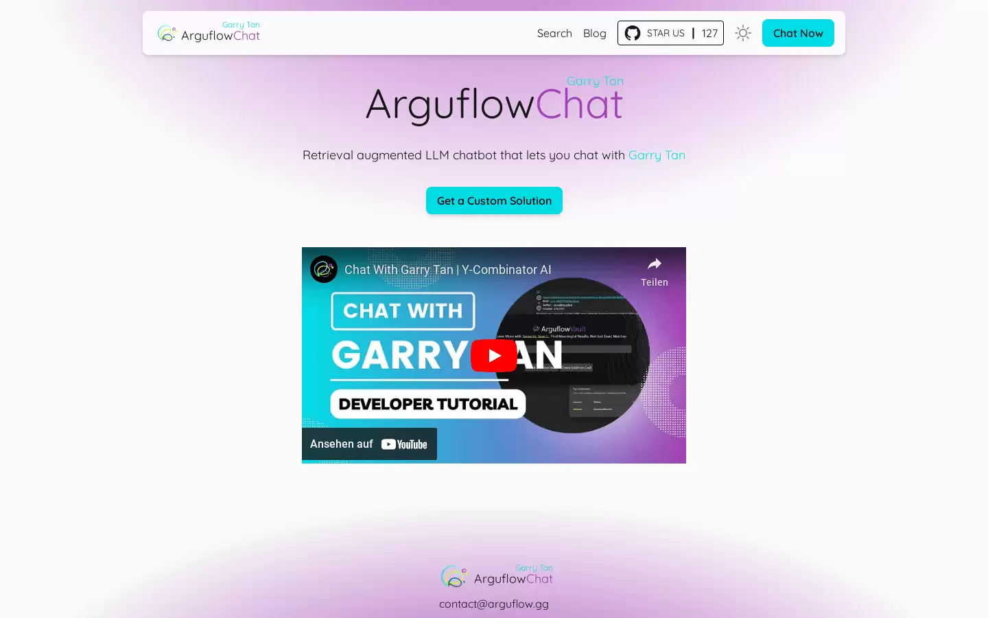 ArguflowChat : 与Garry Tan聊天的检索增强型LLM聊天机器人