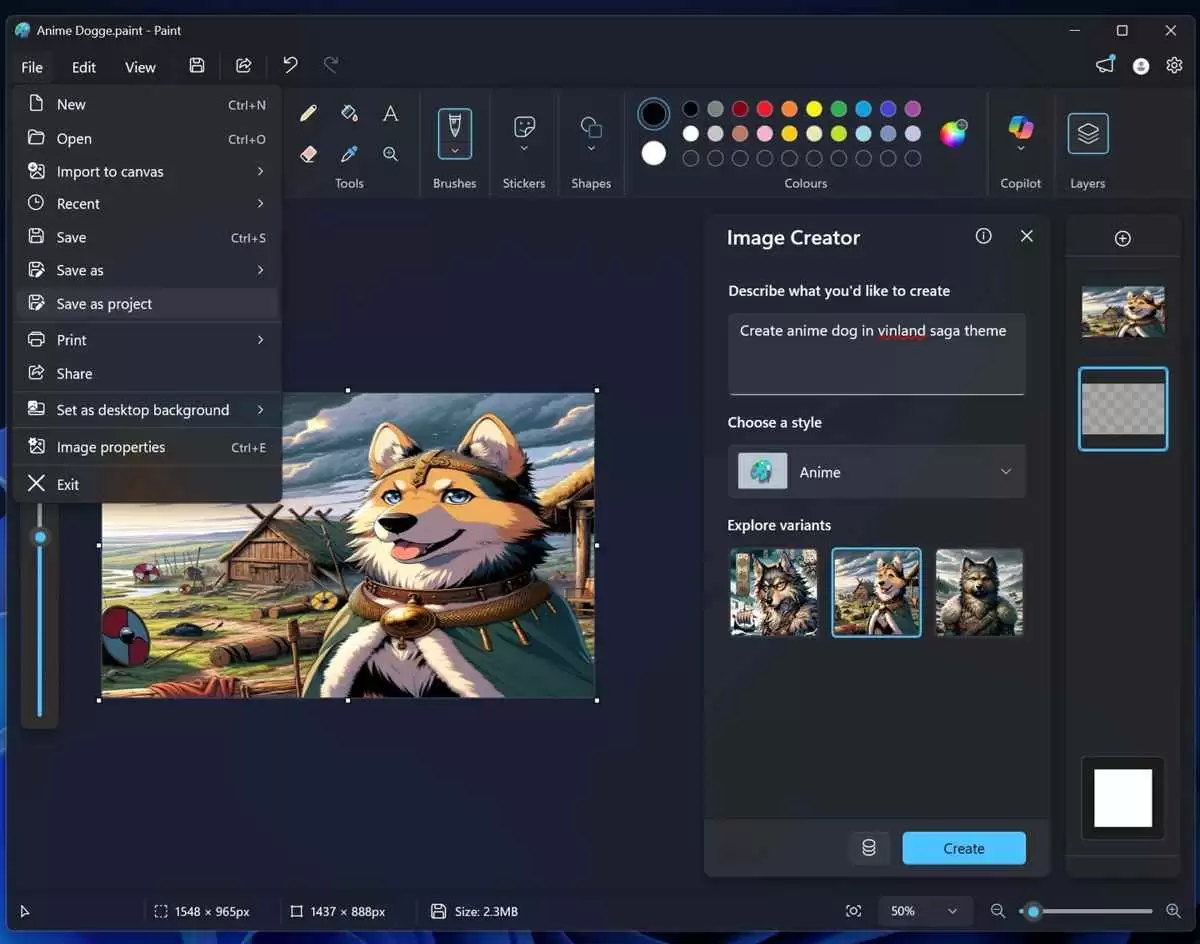 Win11自带画图应用新增.paint文件格式: 支持可编辑保存