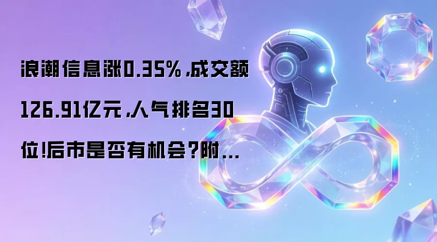 浪潮信息涨0.35%,成交额126.91亿元,人气排名30位!后市是否有机会?附走势预测