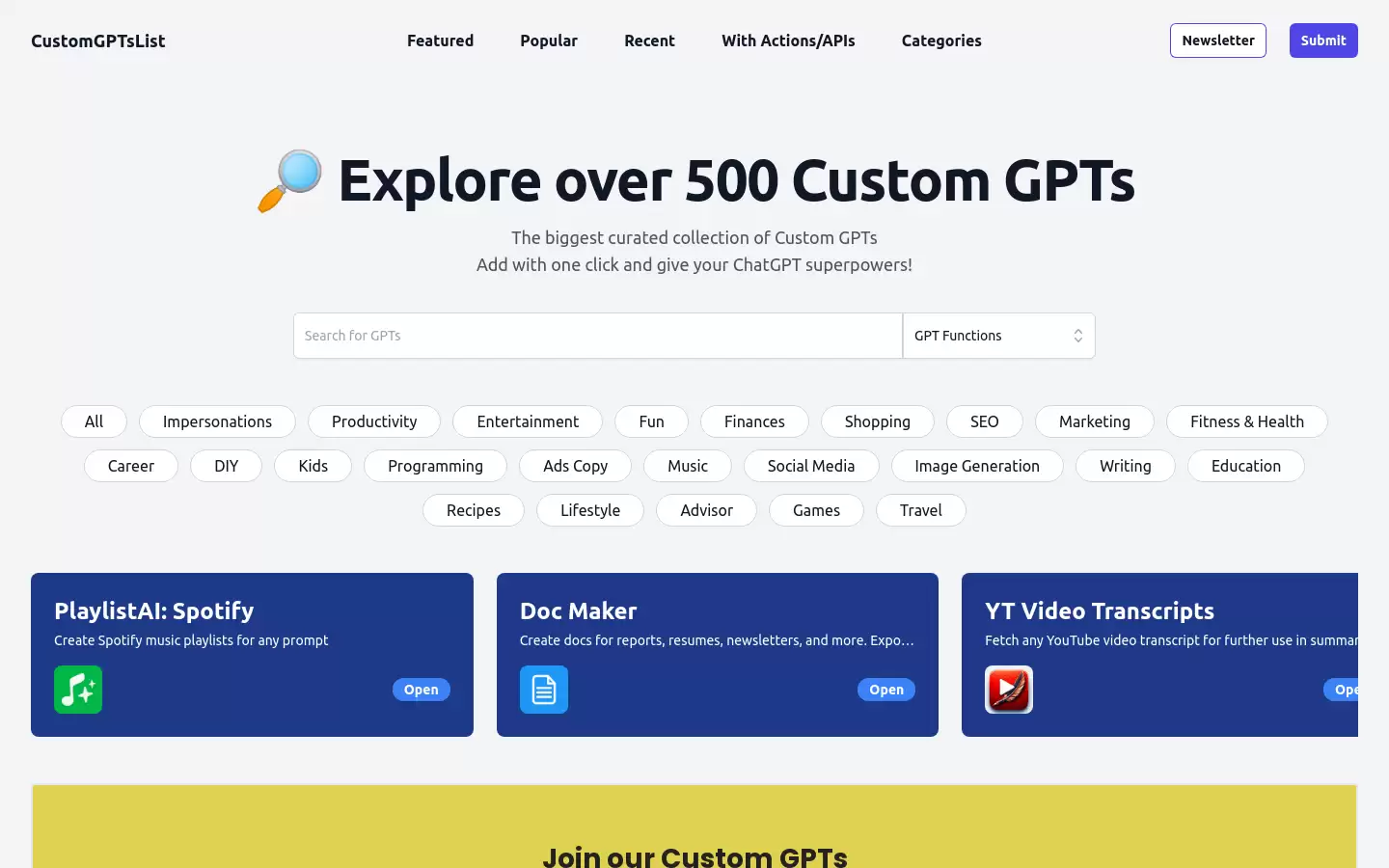 Custom GPTs List : 给你的ChatGPT超能力