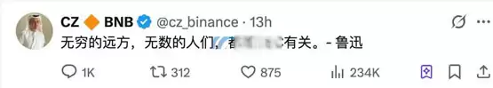 赵长鹏:无数的人们都和BSC有关!币圈鲁迅语录爆红 Meme币LUXUN暴涨