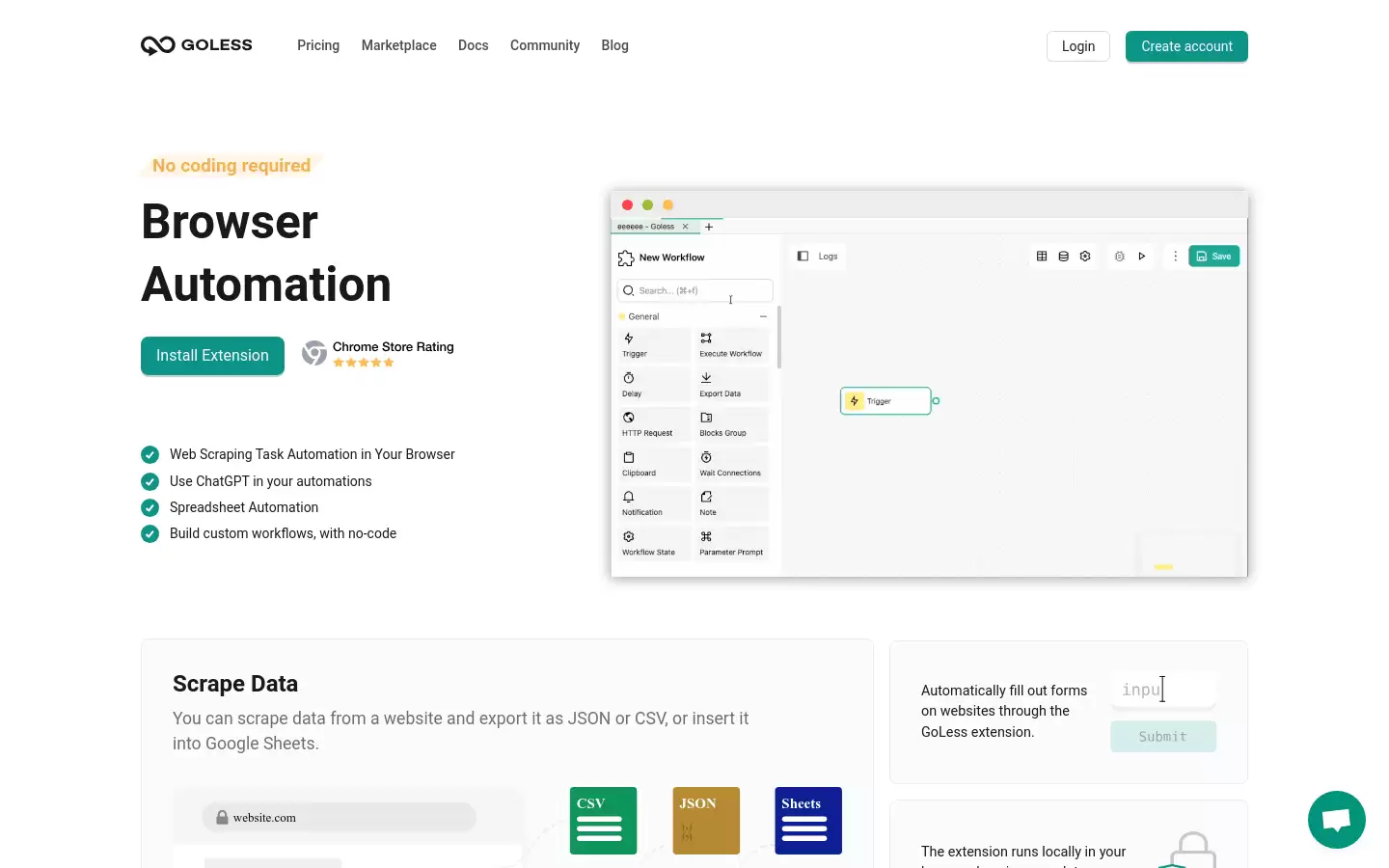 GoLess Extension Automation : Web自动化工具，简化日常任务