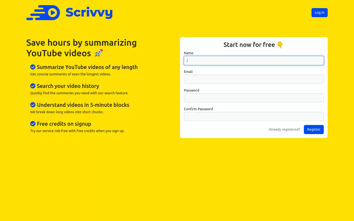 Scrivvy : 节省时间，摘要YouTube视频