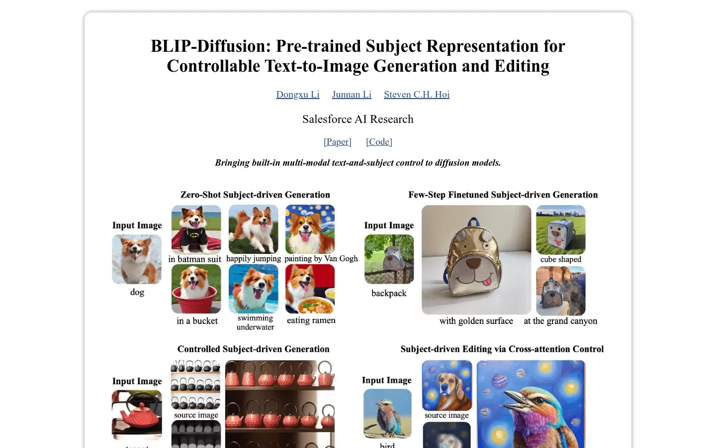BLIP-Diffusion : 控制型文本转图像生成和编辑模型
