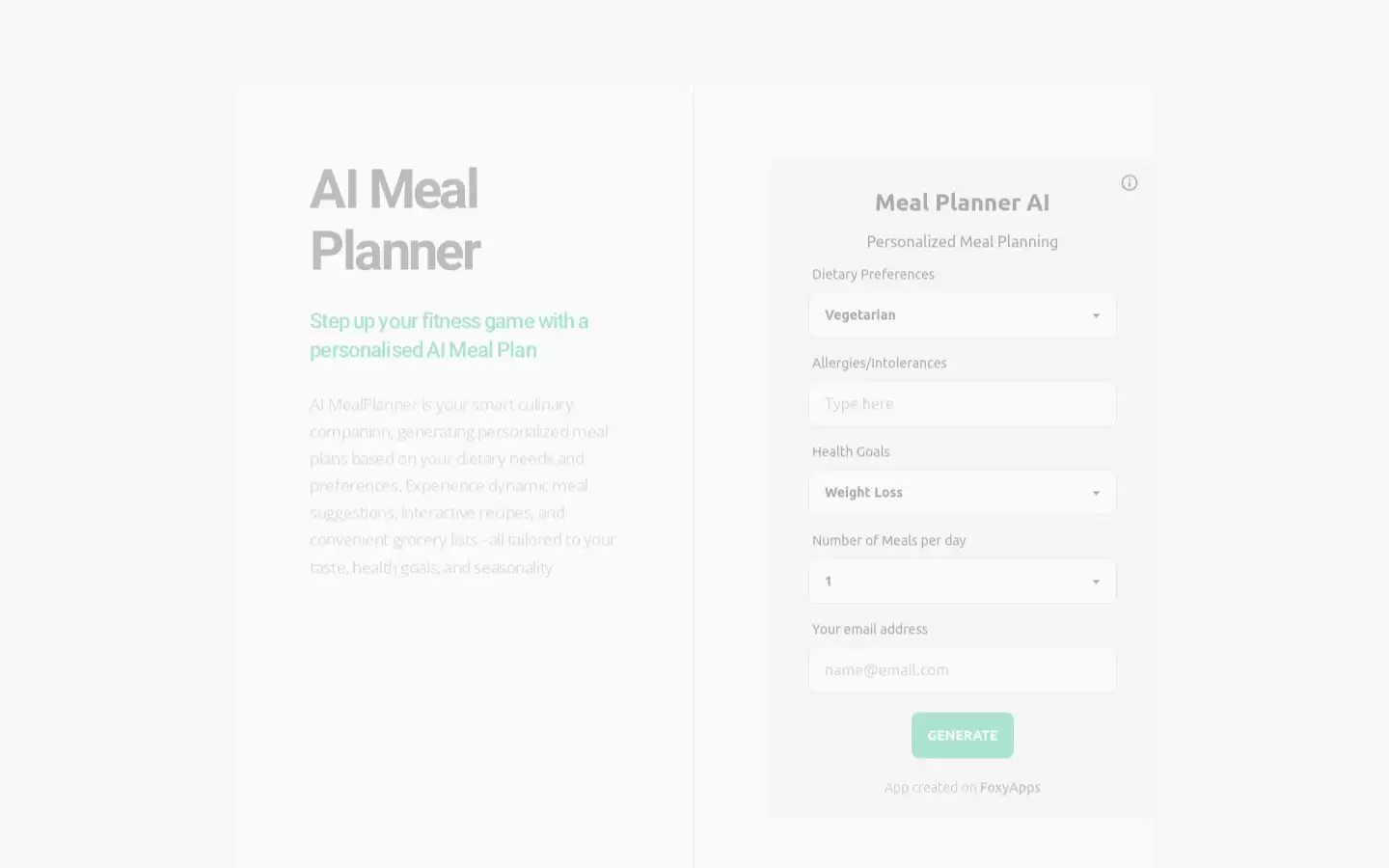 AI Meal Planner : 个性化AI饮食规划，提升健康与健身