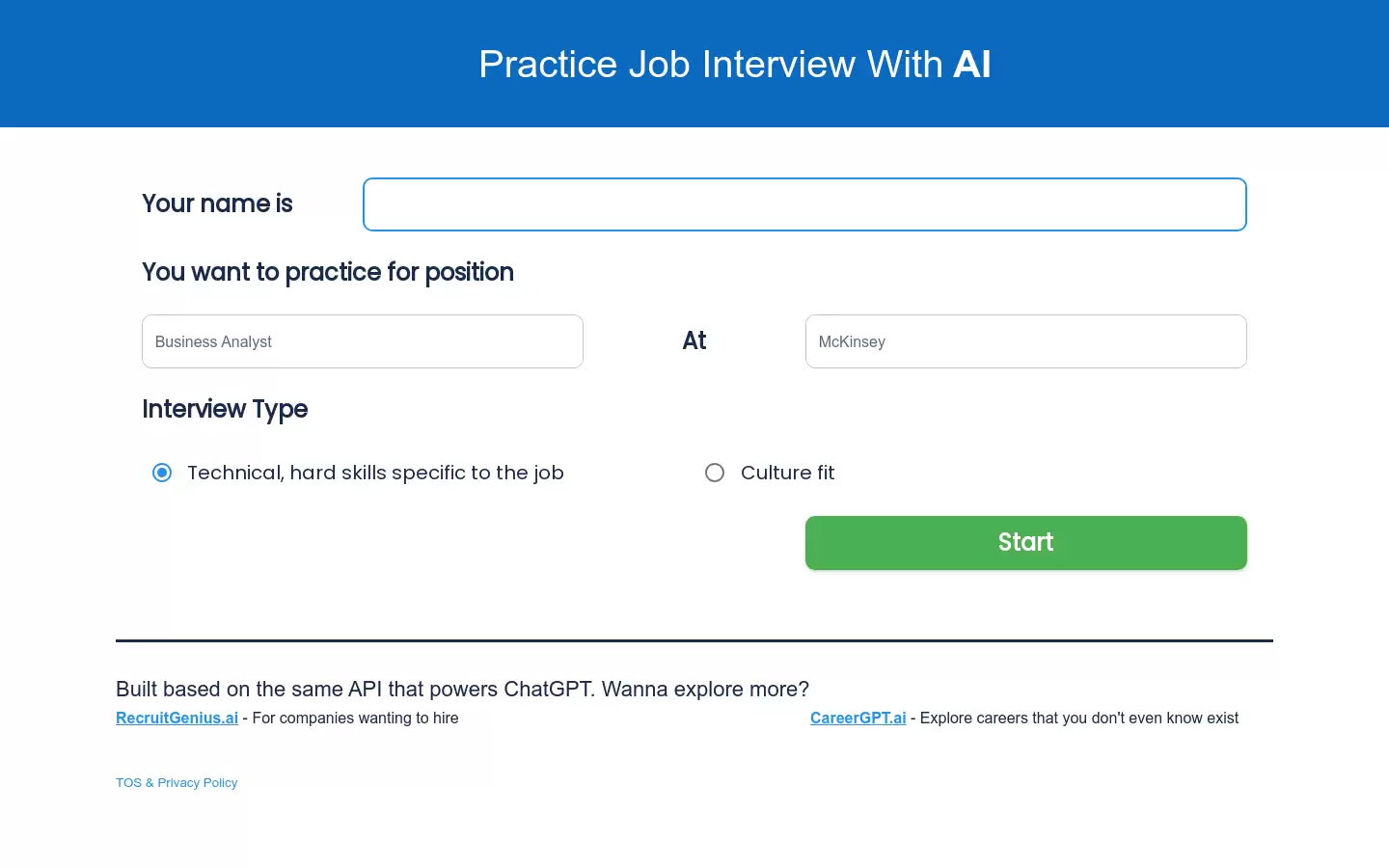 InterviewGPT.ai : AI面试官 - 提供真实模拟的技术面试体验