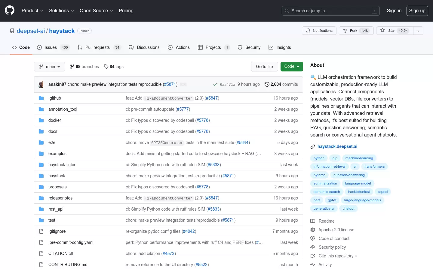 Haystack : 用于可定制、生产就绪的 NLP 应用程序的 LLM 编排框架
