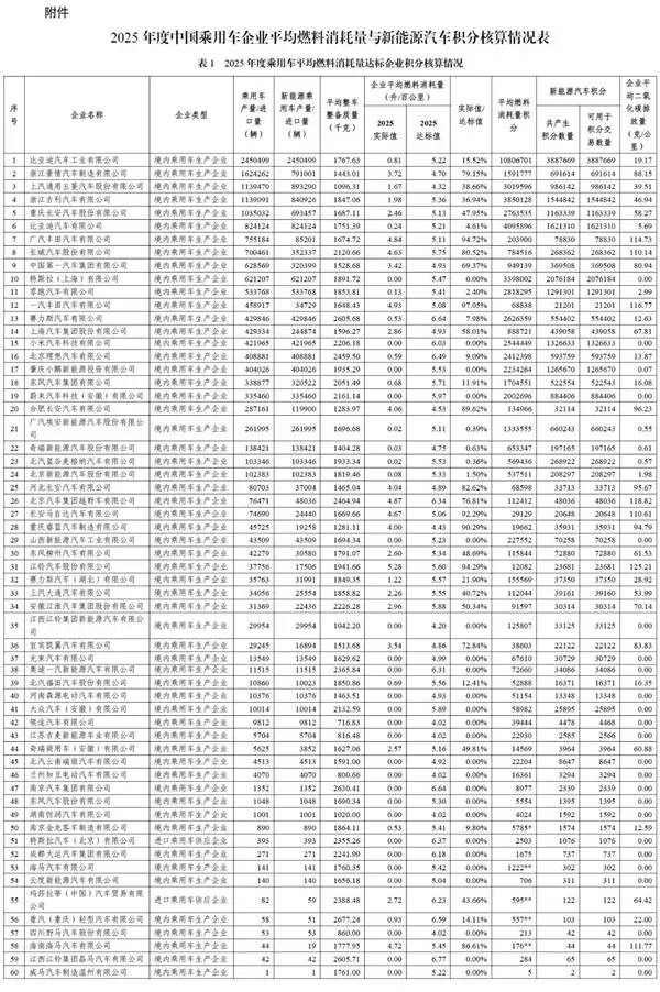 2025乘用车双积分核算结果出炉:比亚迪狂揽千万正积分 48家车企积分“欠债”要大出血