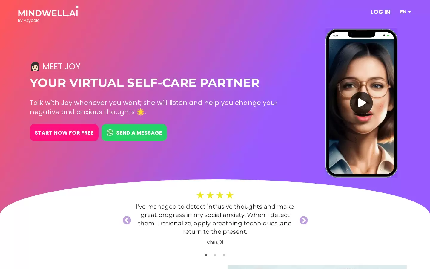 MindwellAI : 基于人工智能的心理健康应用程序。