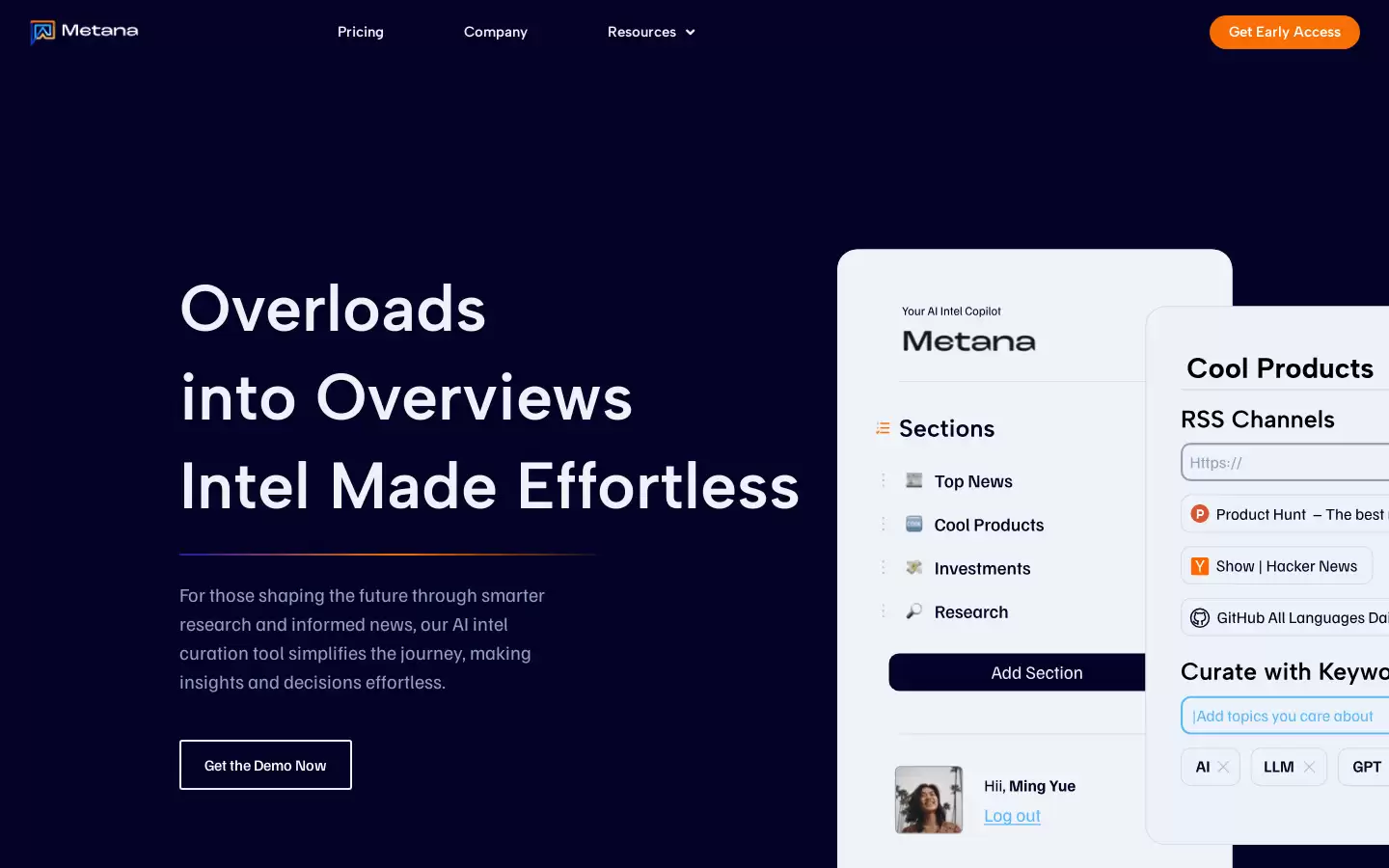 Metana : Metana是一款基于AI的信息整合工具
