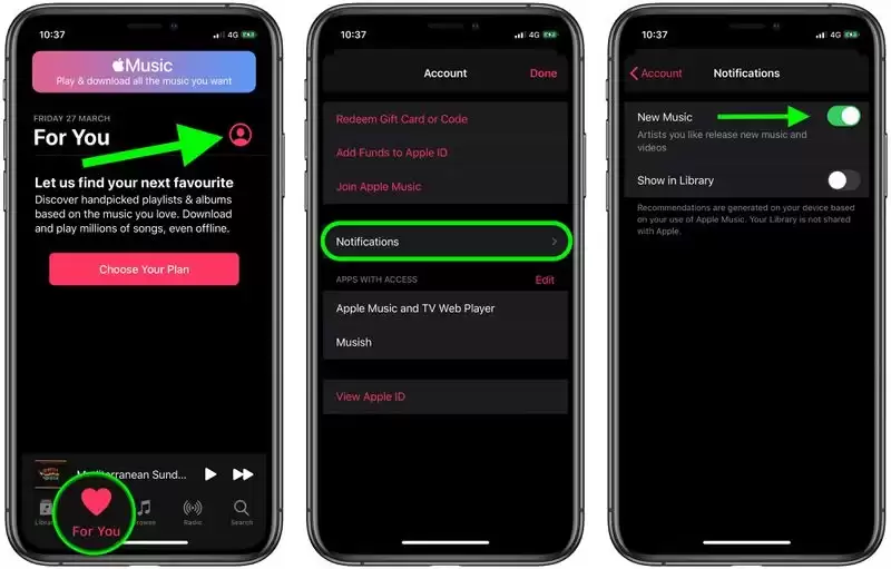 如何关闭 Apple Music 推送的新音乐通知提示? 如何关闭 Apple Music 推送的新音乐通知提示?