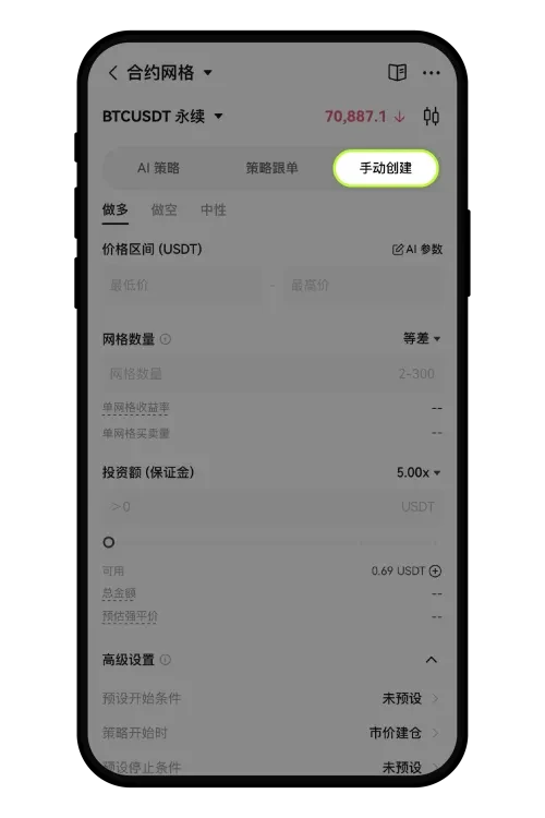 OKX合约网格手动创建参数