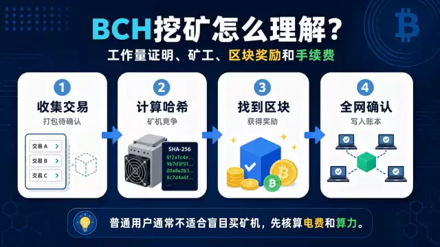 BCH挖矿怎么理解:矿工用算力竞争新区块