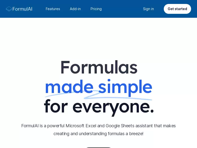 FormulAI : 强大、快速、美观的Excel和Google Sheets AI公式助手