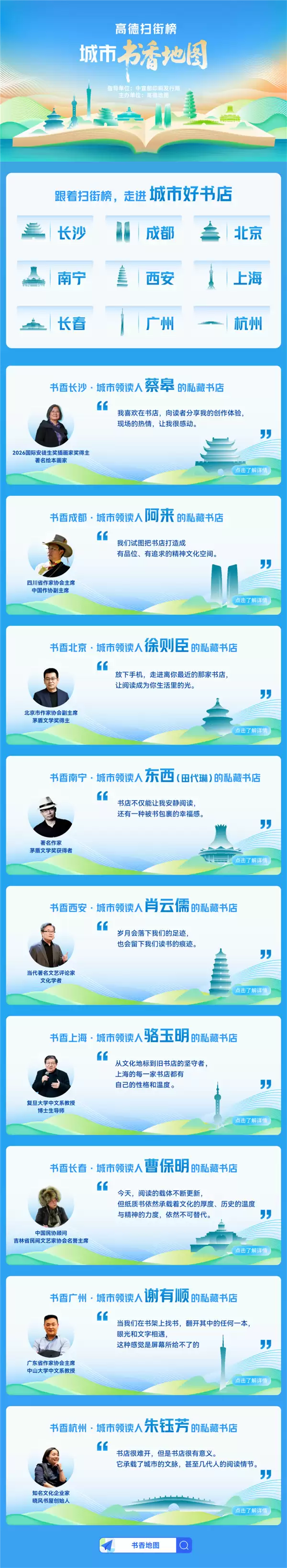 高德发布城市书香地图:首批覆盖9座城市 支持360°云逛