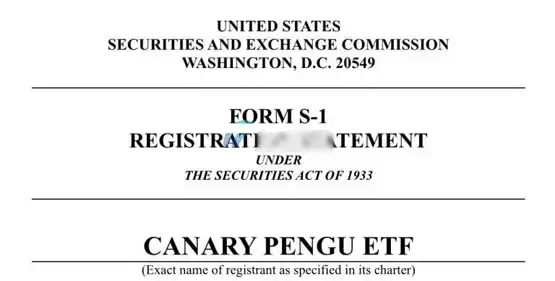 Canary Capital 提交胖企鹅 PENGU 与 NFT 组合 ETF 申请文件截图