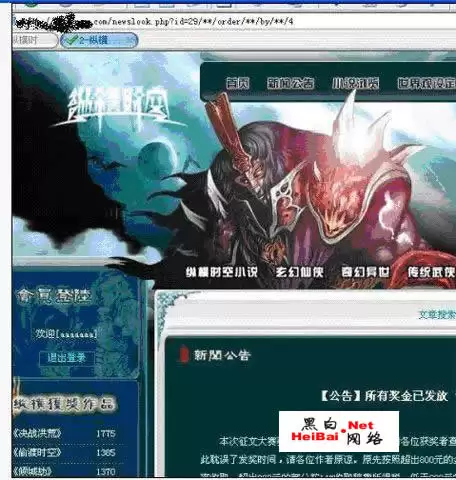 对纵横时空文学站的一次安全检测