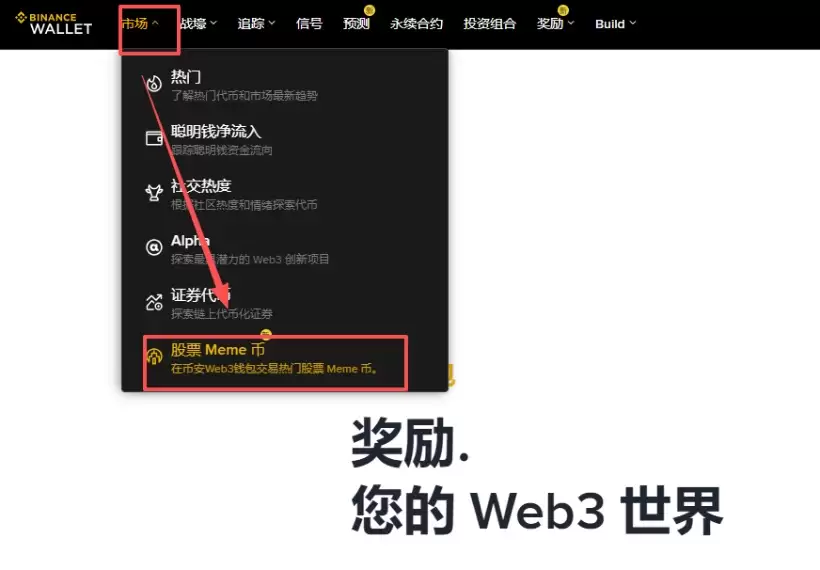 币安wallet股票meme币购买教学