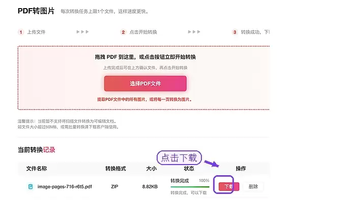 下载PDF转换后的图片压缩包