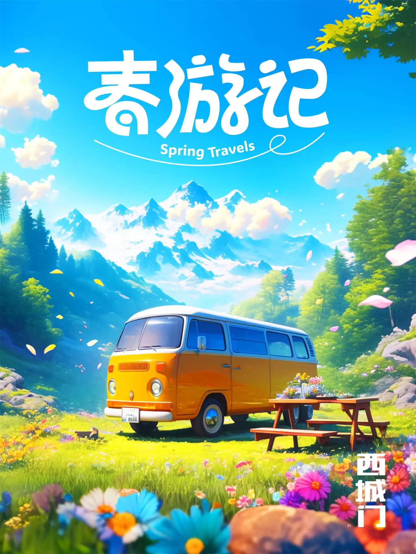 8张Midjourney春日出游海报，带你玩转视觉创意！