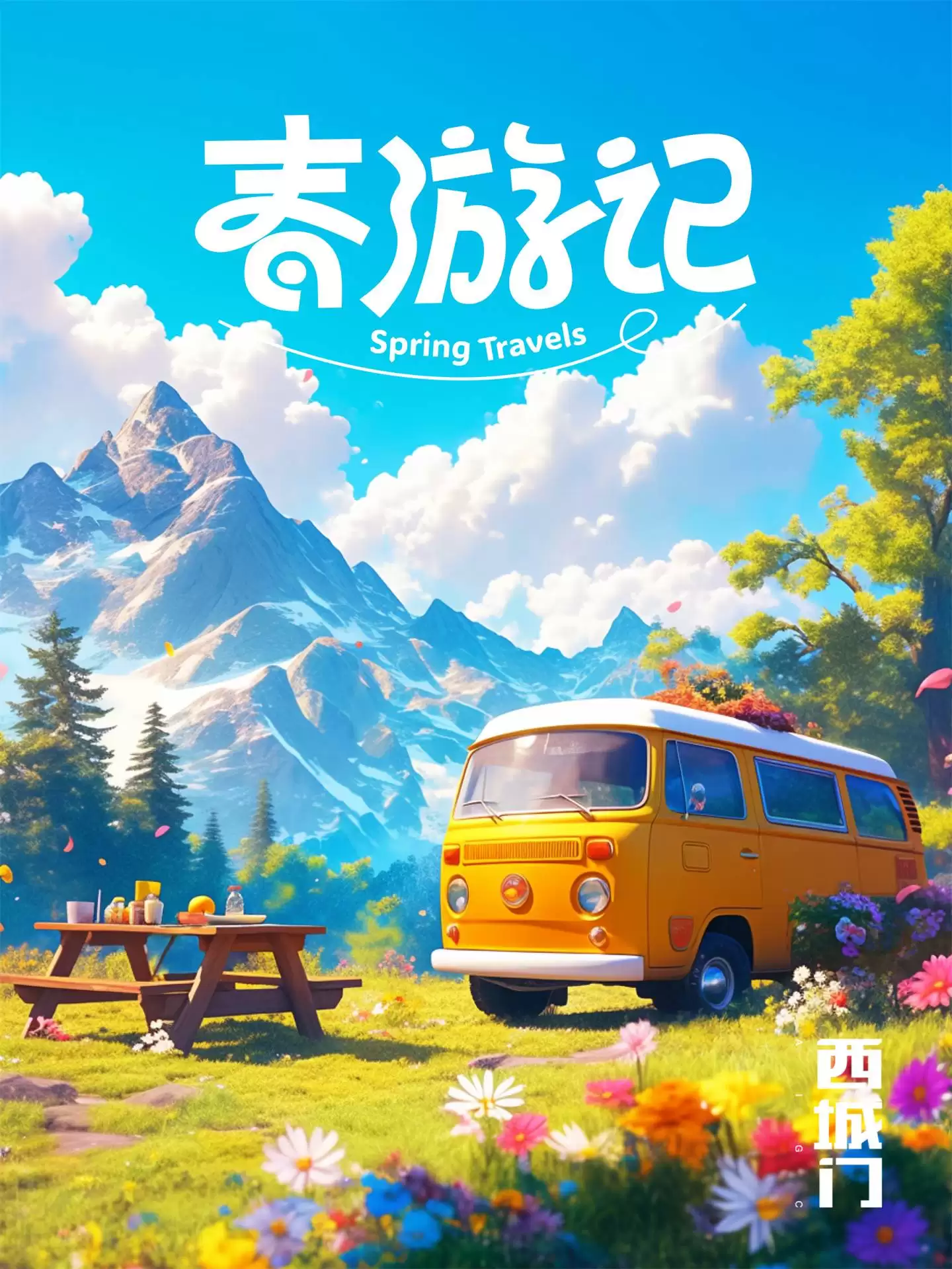 8张Midjourney春日出游海报，带你玩转视觉创意！