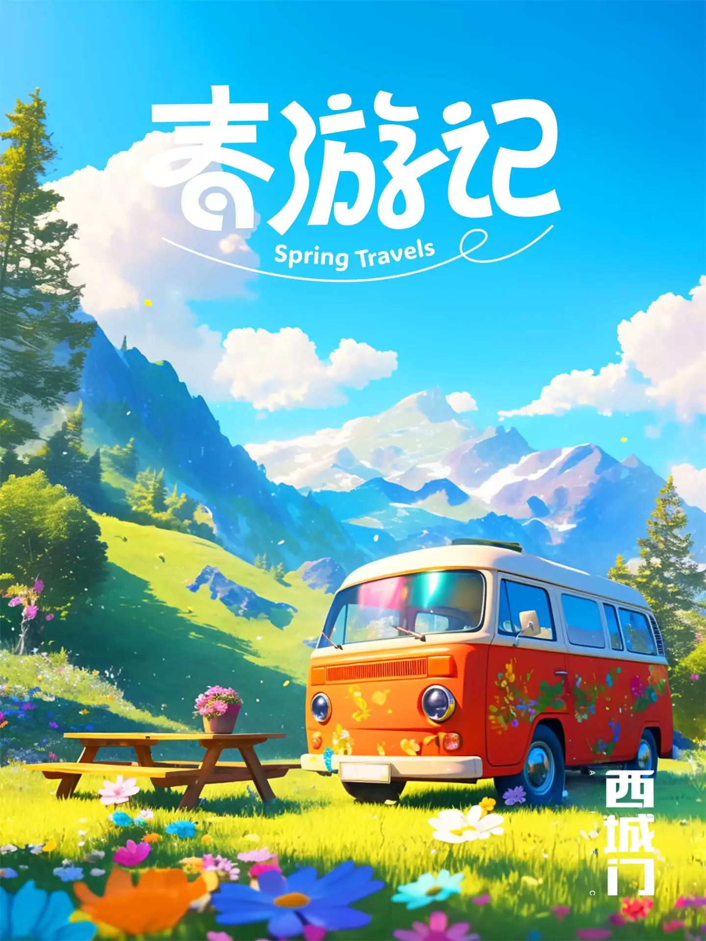 8张Midjourney春日出游海报，带你玩转视觉创意！