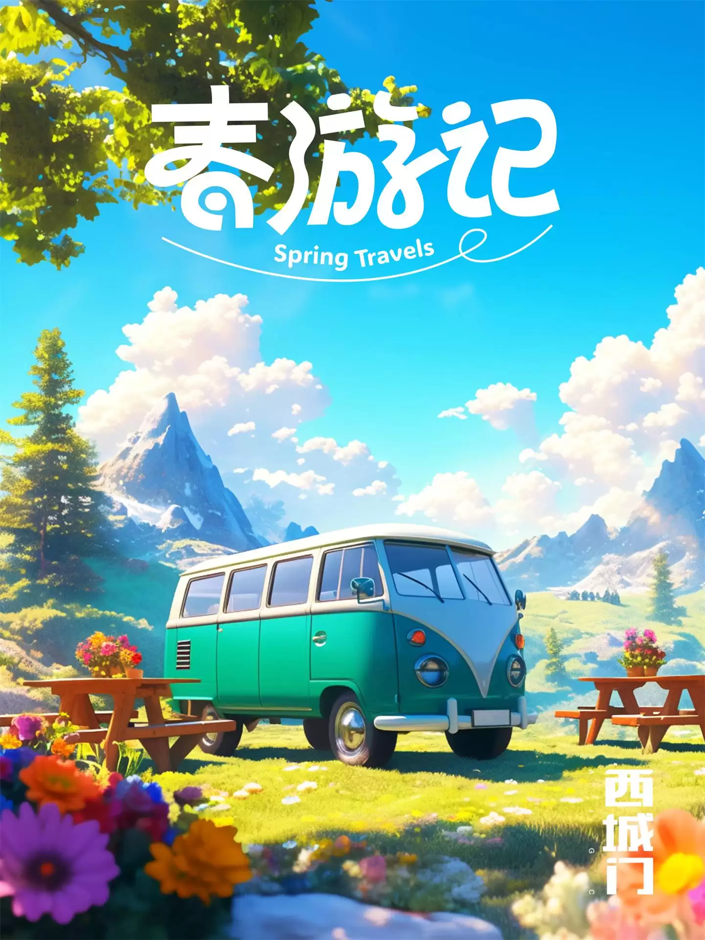 8张Midjourney春日出游海报，带你玩转视觉创意！