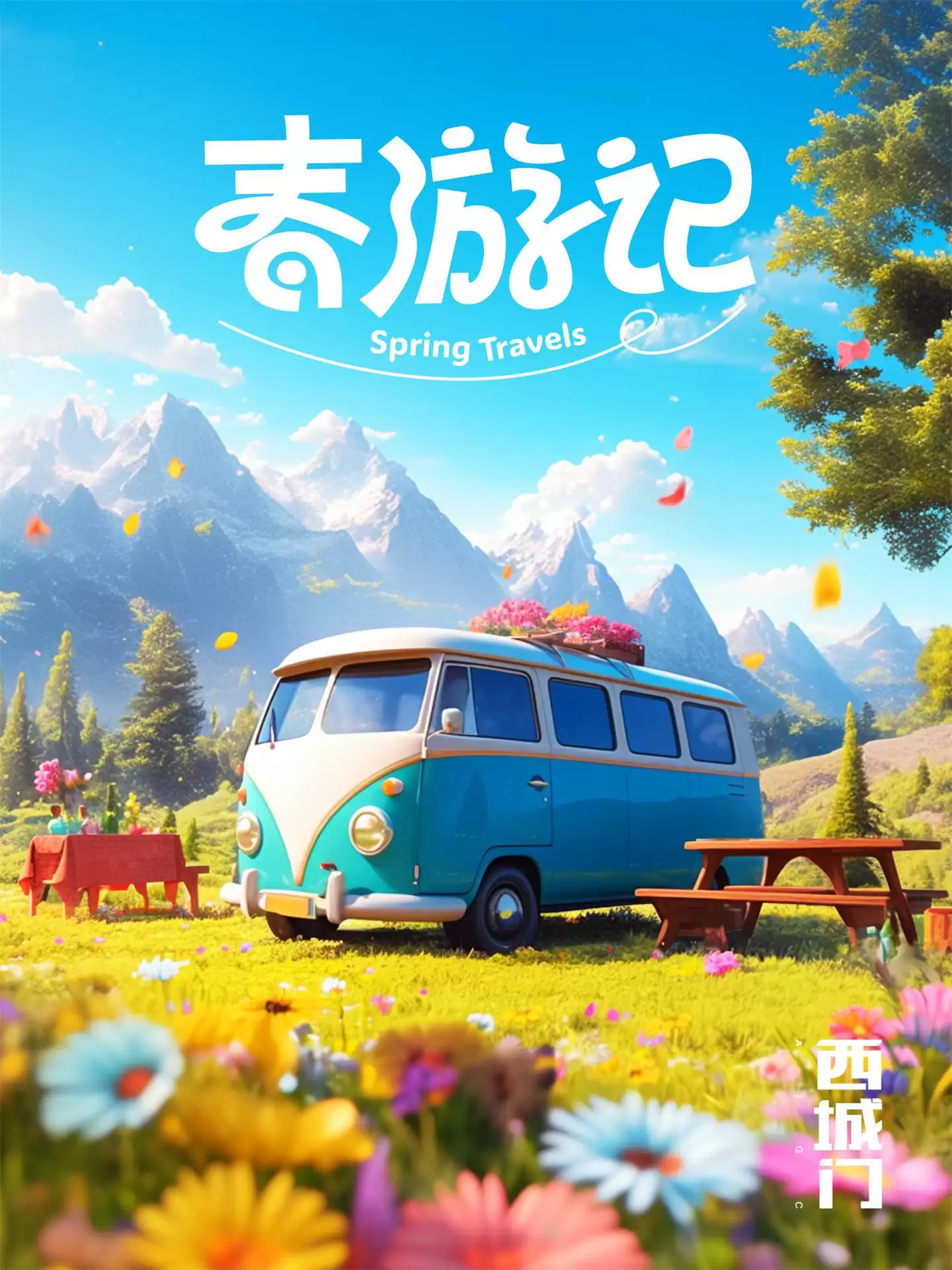 8张Midjourney春日出游海报，带你玩转视觉创意！