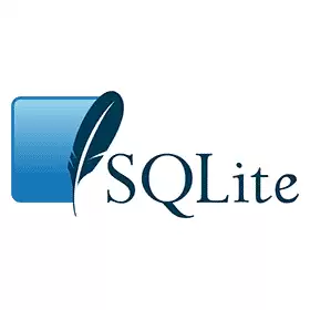 SQLite 数据库引擎的官方 Logo,展示了一个带有齿轮和数据库符号的图标