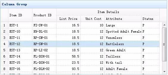 jQuery EasyUI DataGrid 列组合效果示例