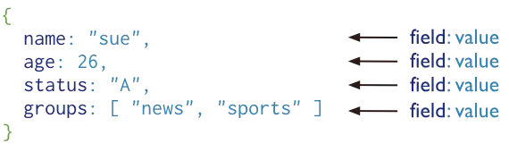 MongoDB 文档存储结构示意图,展示数据库包含集合,集合包含由键值对组成的文档,文档支持嵌套结构