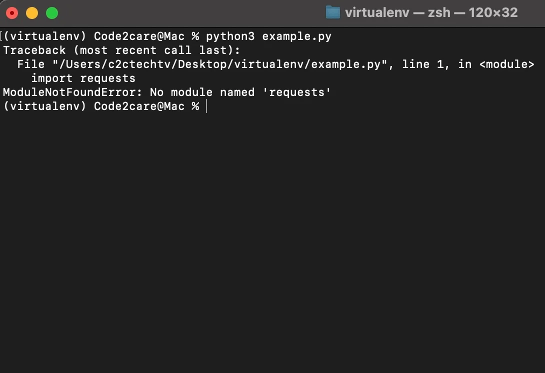 展示真实 Python 代码编辑器与终端中的模块导入报错、错误定位以及修复后成功运行的结果。