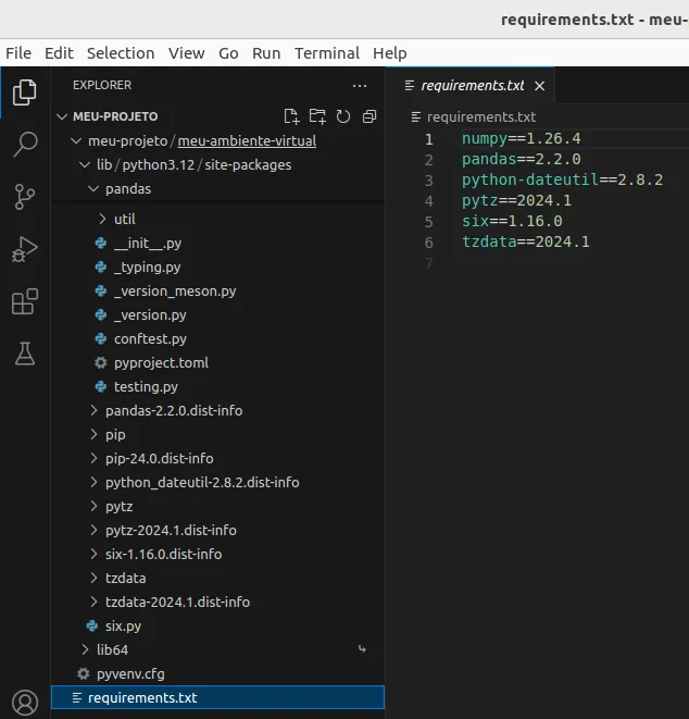 展示真实Python项目中的虚拟环境目录、requirements.txt、pyproject.toml和Python解释器之间的关系。